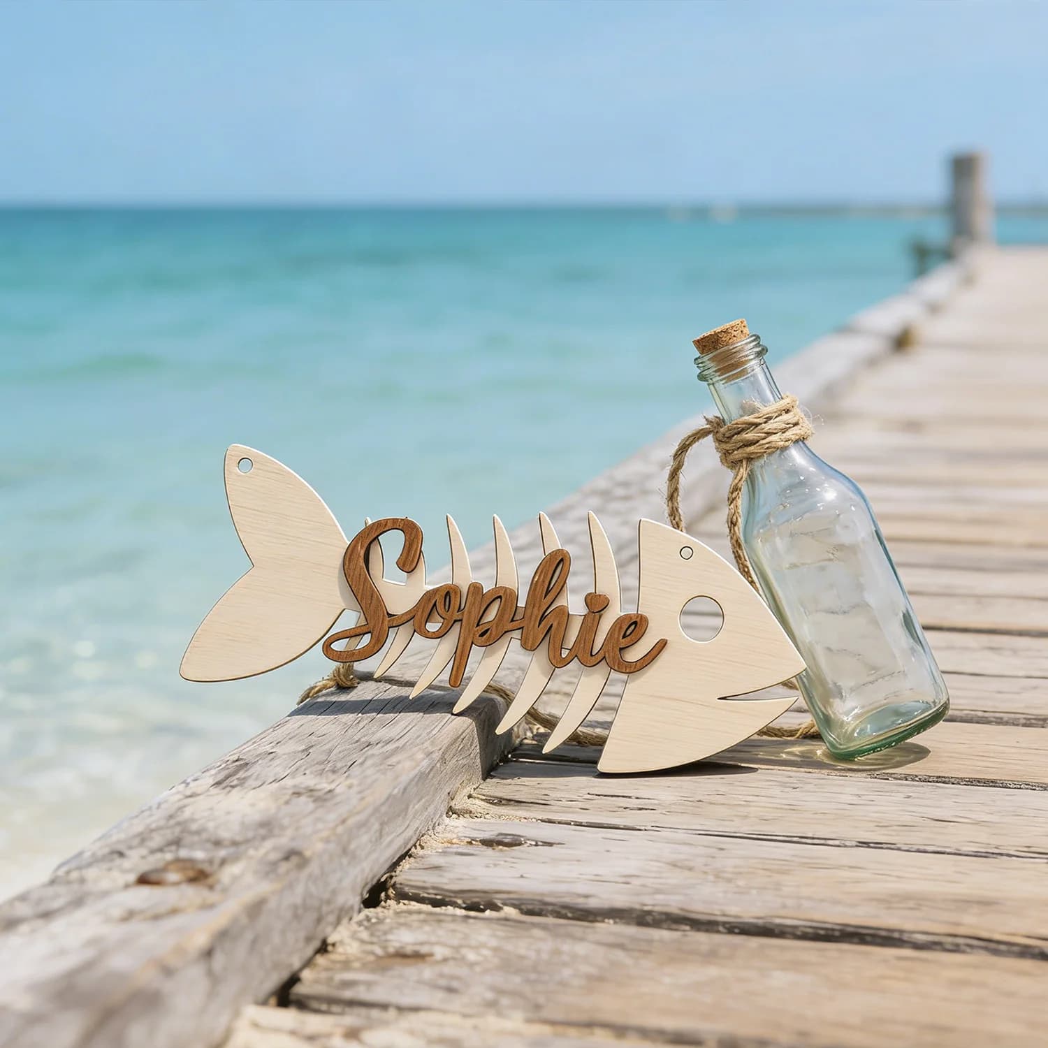 1 Pezzo Targa in Legno Personalizzata con Nome a Forma di Scheletro di Pesce, Decorazione per Parete o Porta di Casa, Ufficio, Fai da Te, Dipingibile, Regalo per Nascita, Compleanno, Matrimonio