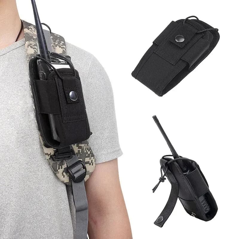 600D Tactical Walkie Talkie Pouch Black Oxford Molle Radio Pouch portacellulare sportivo da caccia all'aperto portatile fondina interfono