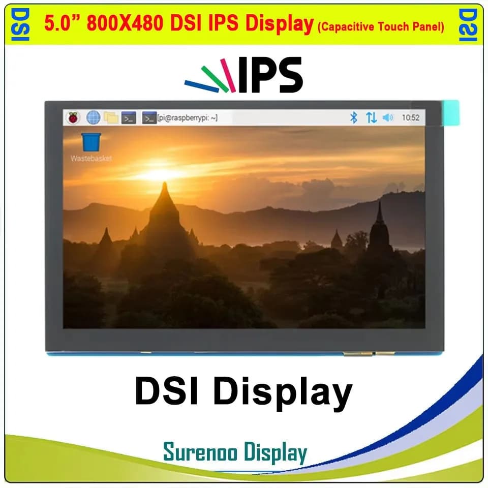 5.0 IPS TFT LCD display 800*480 with Multi-Touch MIPI DSI Touch Panel for Raspberry Pi