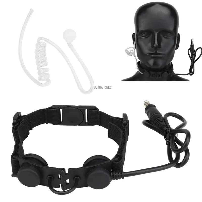 Microfono tattico per la gola Microfoni walkie-talkie Airsoft Tiro Caccia Microfono resistente Cuffie Spina NATO