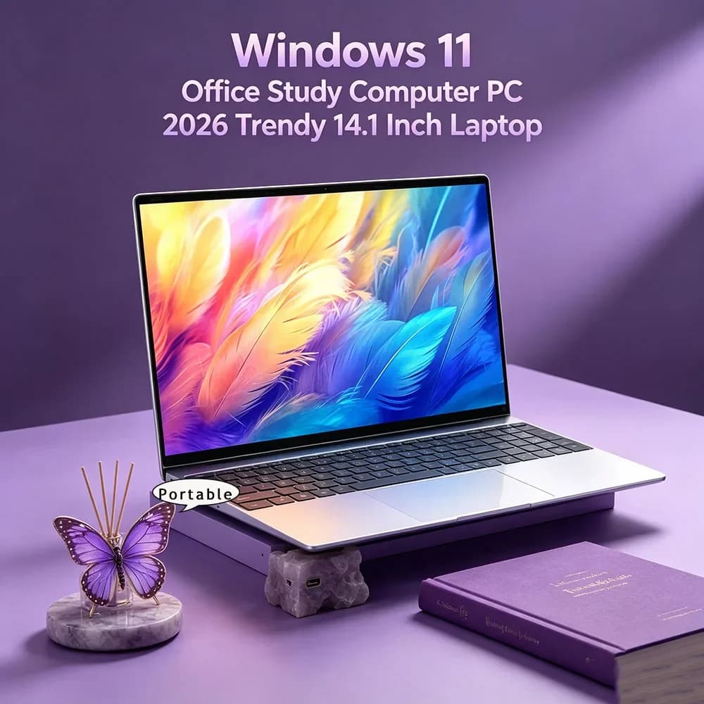 Laptop Leggero da 14,1 Pollici con Sblocco Impronta Digitale, Intel 6500Y, 32GB RAM, 2TB SSD, 5000mAh, Windows 11, PC per Gaming e Business