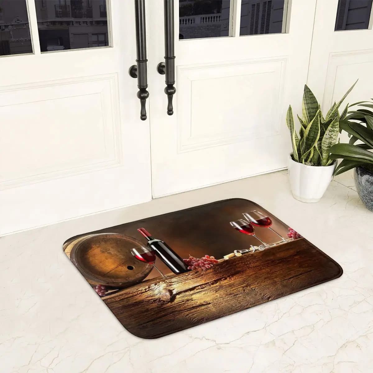 Tappetino zerbino antiscivolo con motivo vino rosso, tappetino assorbente, per ingresso cucina, balcone di casa, tappetini