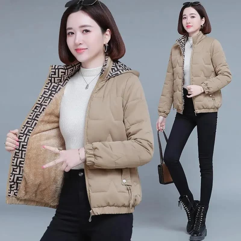 2024 New Plus Piumini in velluto Piumino da donna Capispalla invernale Moda Felpa con cappuccio Cappotto in cotone Piumino caldo in cotone femminile