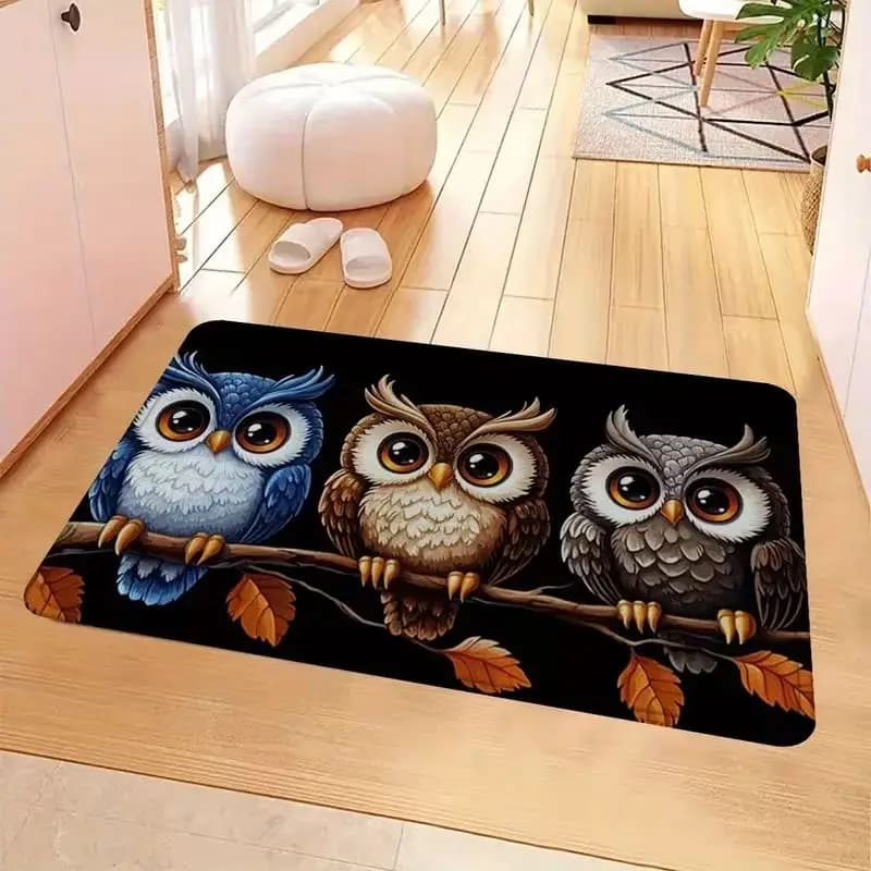 VIKAMA Owl Welcome Mat Non-slip Doormat for Living Room Bedroom Front Door Home Decor