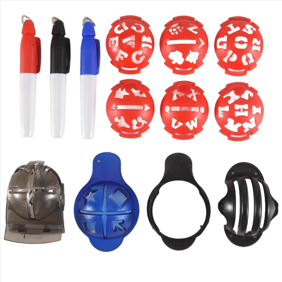 【STOCK】Golf Ball Marker,Color Line Markers Pens, Triple Track Plastic Golf Ball Marking Alignment Tool Kit,Red