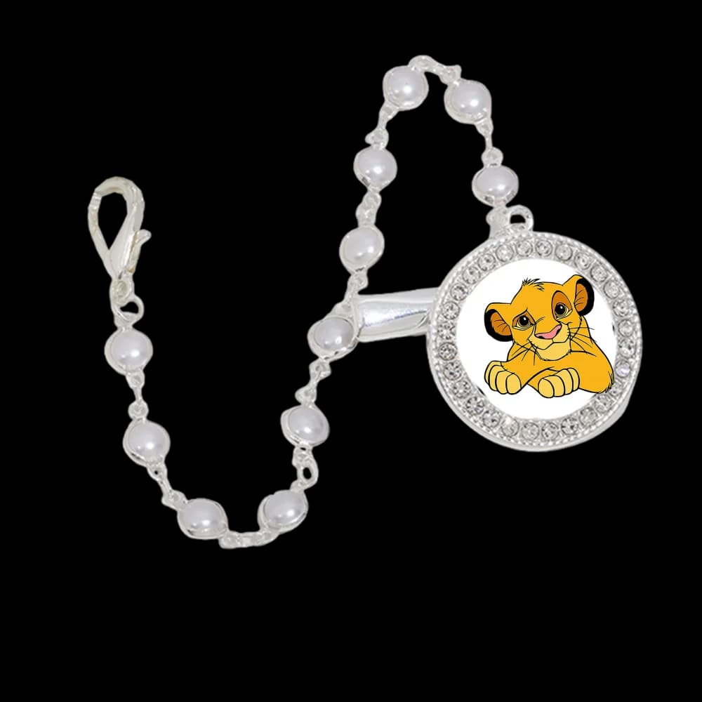 Catena per ciuccio per bambini con perle stampa di cartoni animati Clip per ciuccio per bambini clip per ciuccio antigoccia clip per capezzoli Accessori per l'alimentazione del bambino