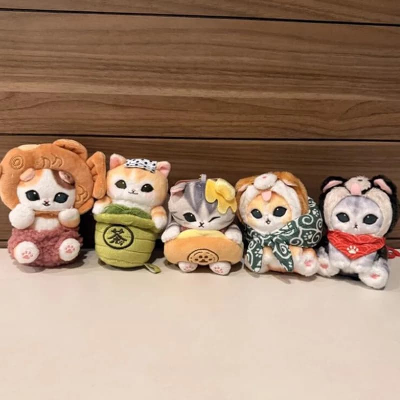 Japanese Style Mofusand Shark Cat Plush Keychain Cartoon Potted Cat Plush Toy Backpack Zipper Decoration Friend Birthday Gift