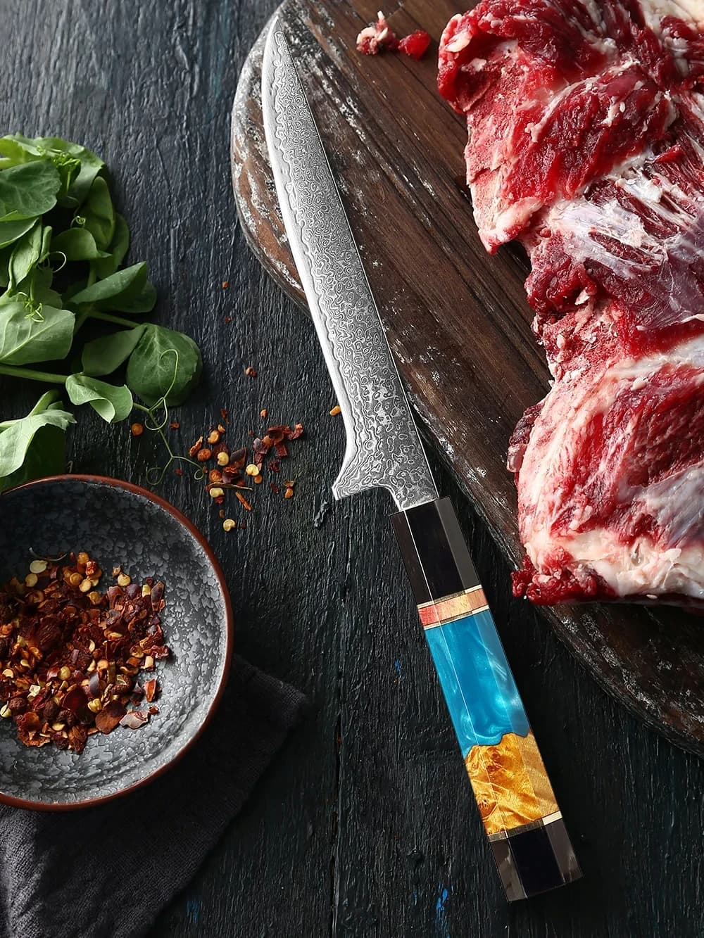 Coltello Professionale per Disossare 6 Pollici in Acciaio Damascato Giapponese, Utile per Hotel e Cucina Domestica, Coltello per Pancia di Pesce con Manico Ergonomico Ottagonale