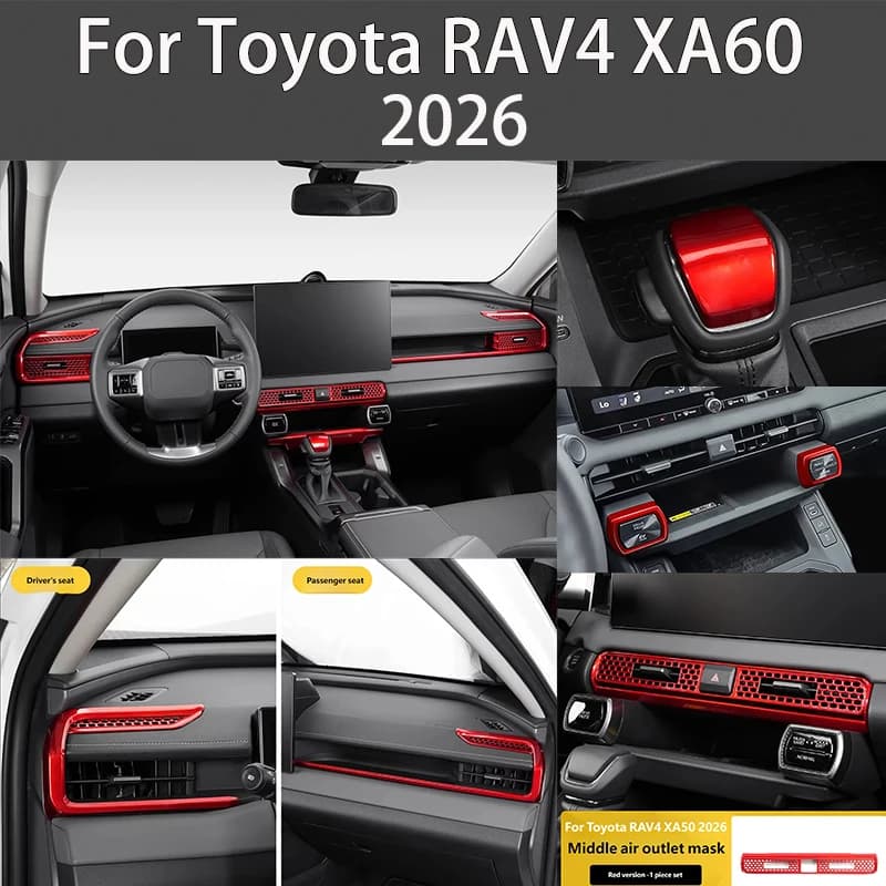 For Toyota RAV4 XA60 2026: Red ABS Gear Cover, Decorative Strip for Central Control, Air Output Frame, Interior Decoration Accessories