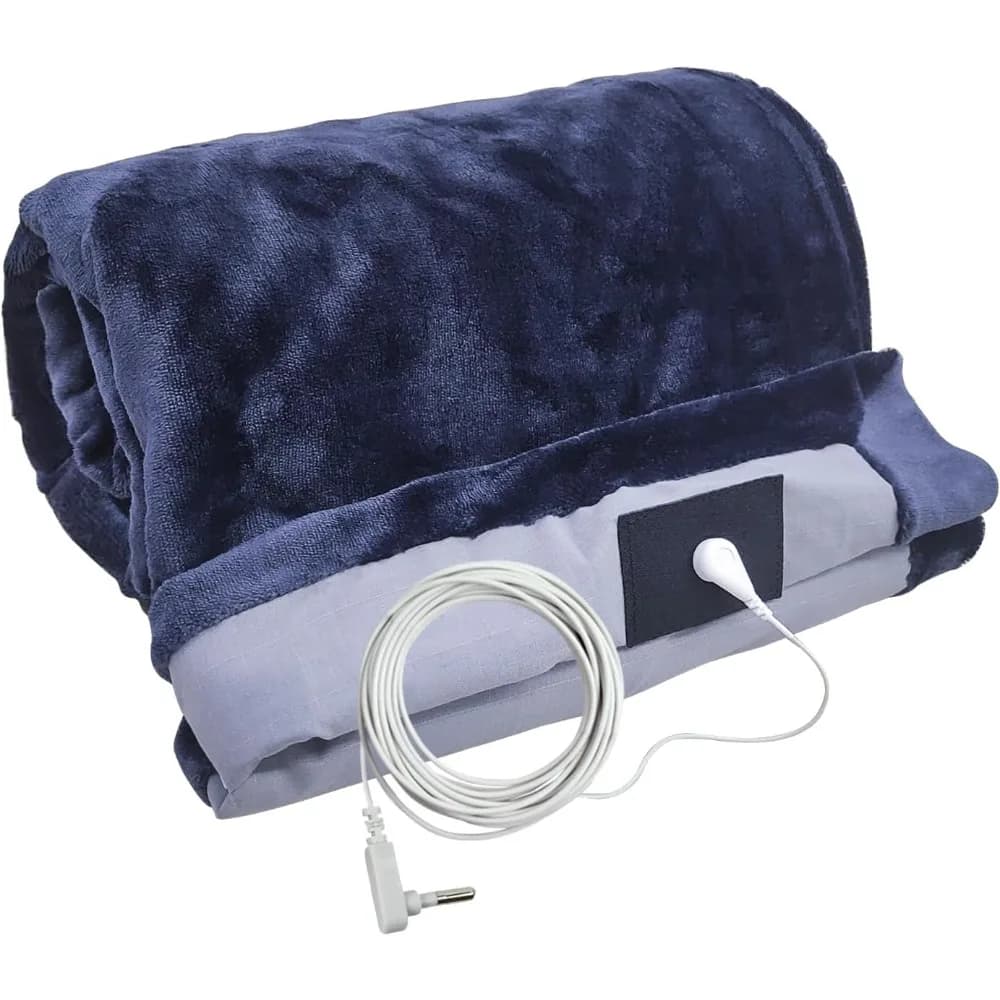 Grounding Blanket 79×55 inch Grounding Mat for Bed Grounding Sheet with Conductive Silver Fiber for Better Sleep, Pain Relief