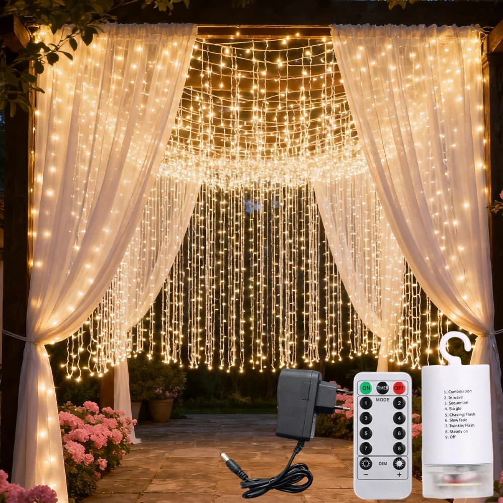 100 200 280 LED/m Lucine Led String Lights Spina UE USA 3AA 4AA Alimentato a batteria Caldo Blu Rosa Bianco Natale Decorazioni da giardino
