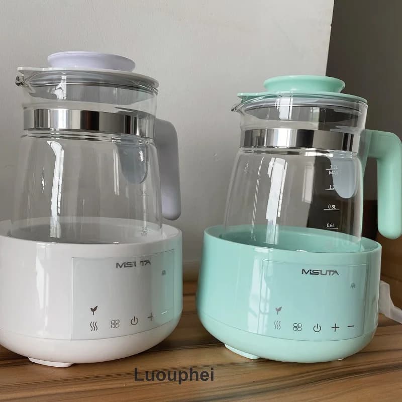 Electric kettle with temperature control 1.2 liters Thermostatic milk regulator for newborns Smart boiling kettle Glass health pot Multifunction