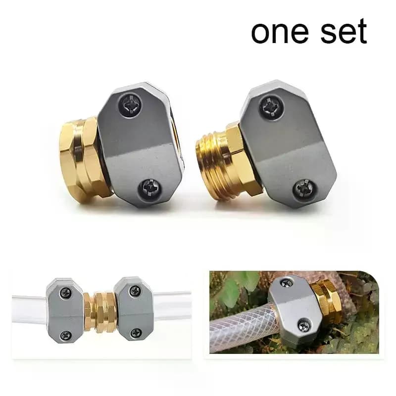 Garden Pipe Connector in Zinc and Aluminium 5/8-3/4 Inches, Male and Female Connectors Set with Sealing Rings