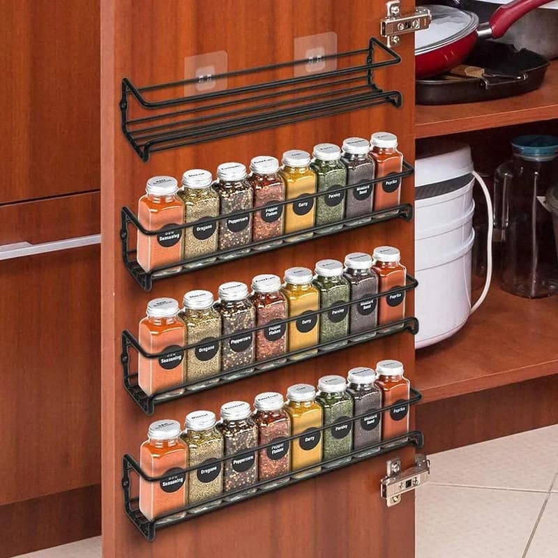4 Packs Kitchen Spice Rack Organizer Storage Shelf Cabinet Jar Holder Wall Mount