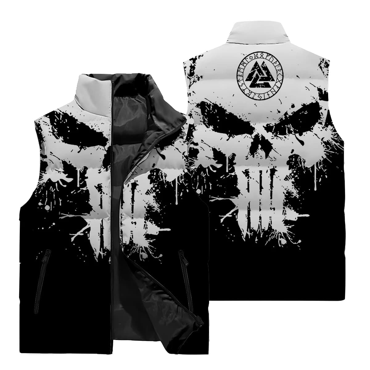 Men winter jacket with autumn and winter vest, light cotton jacket, 3D printer with skull pattern, comfortable
