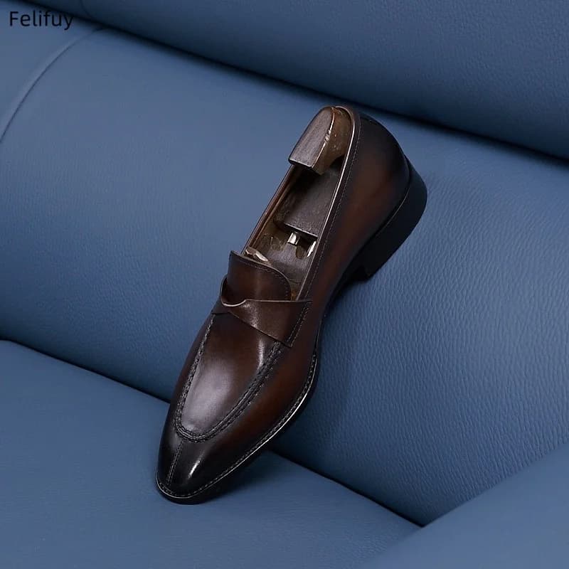 Nuove scarpe da uomo in vera pelle nera, scarpe eleganti da uomo, scarpe da cerimonia di lusso, slip-on, comode, piatte, da matrimonio.