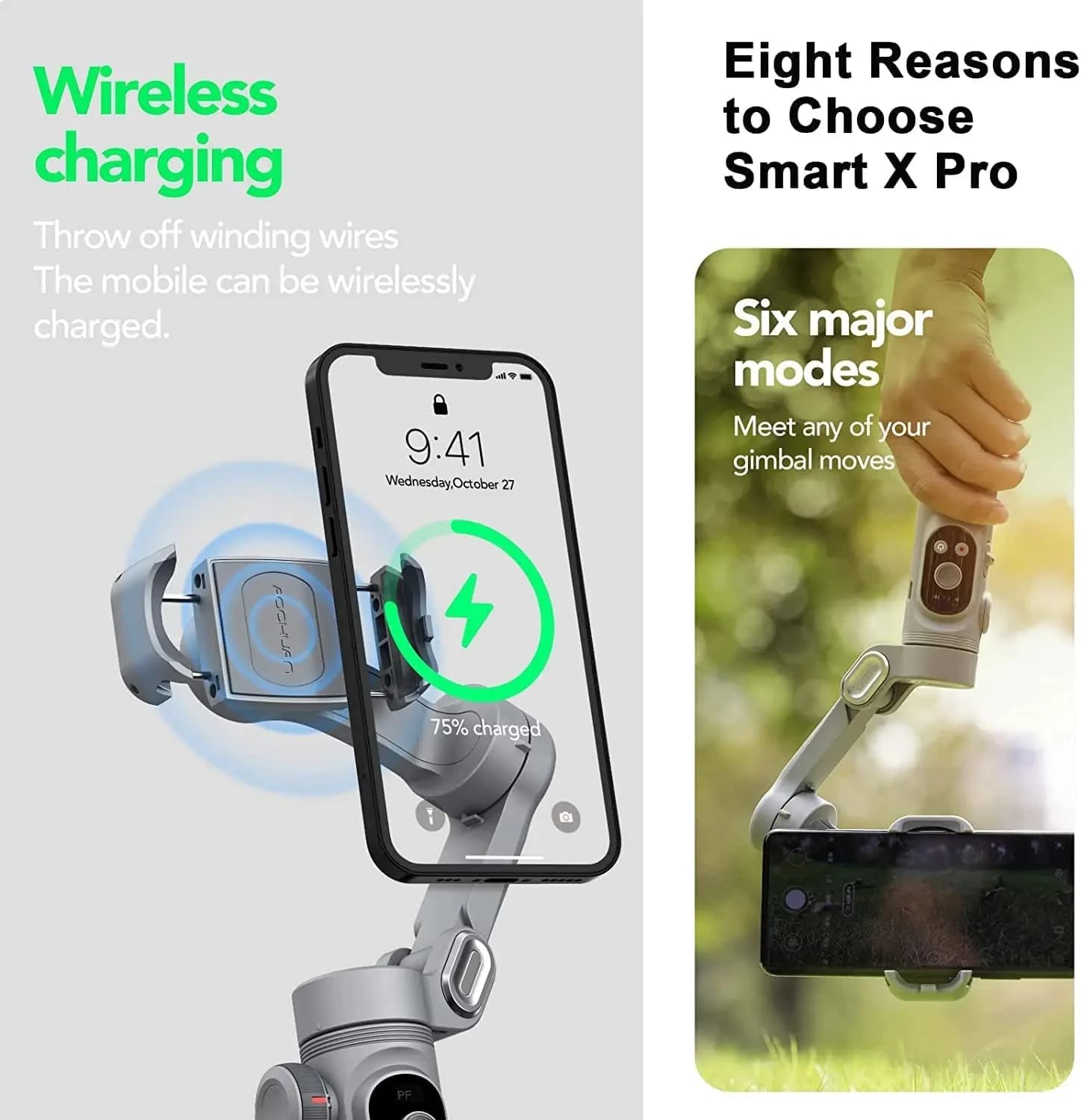 Stabilizzatore portatile pieghevole per selfie stick Smart X Pro a 3 assi con giunto cardanico per telefono cellulare Smartphone mobile