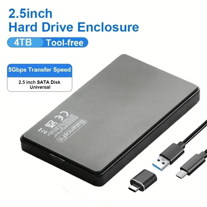 2.5 inch Hard Drive Enclosure USB 3.0/Type C to SATA III External Hard Drive Case for 2.5 inch SATA SSD HDD Support UASP