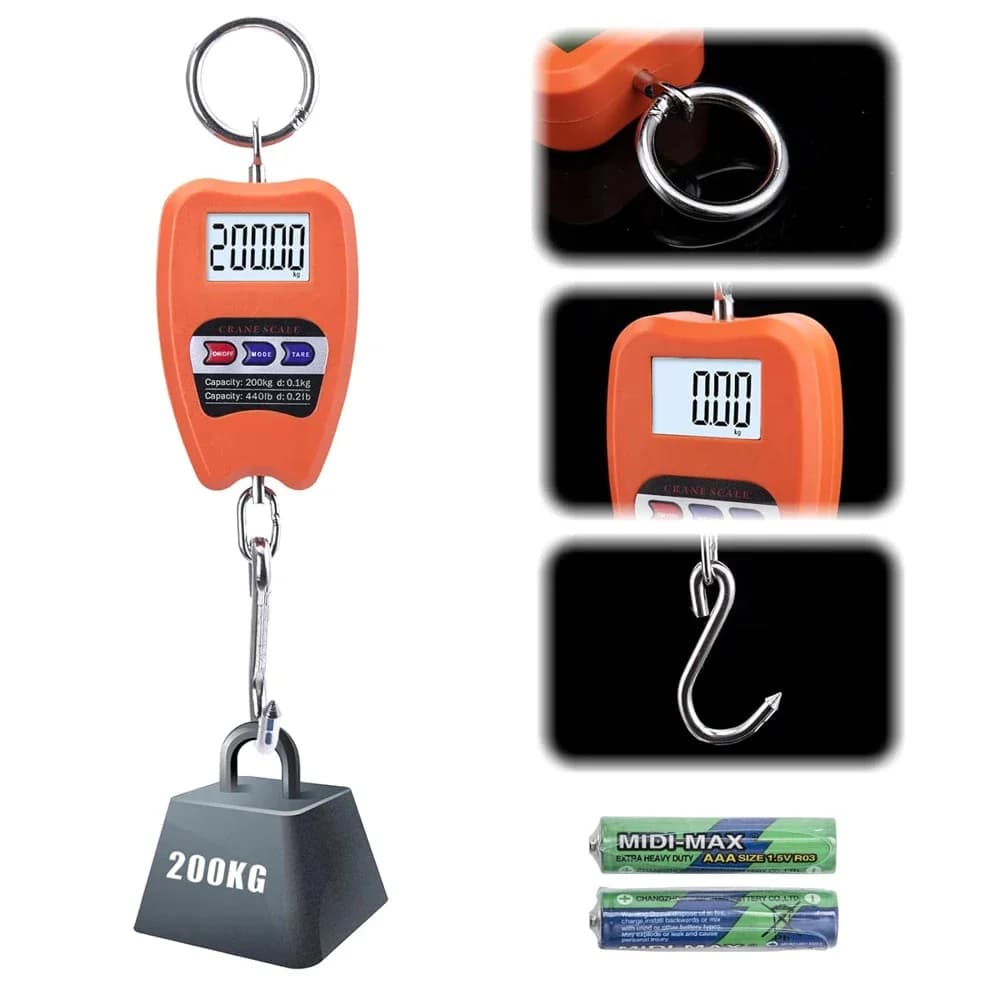 Hanging Weight Scale,200kg/440lbs Digital Crane Weighing Scales Al Housing LED Display Scale for Fishing Weigh Luggage Home Farm