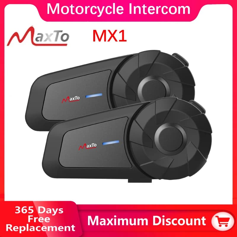 1/2PCS Maxto MX1 Casco Moto Bluetooth Walkie IPX6 Impermeabile Talkie 2 Persone Walkie Talkie Distanza 500 Metri