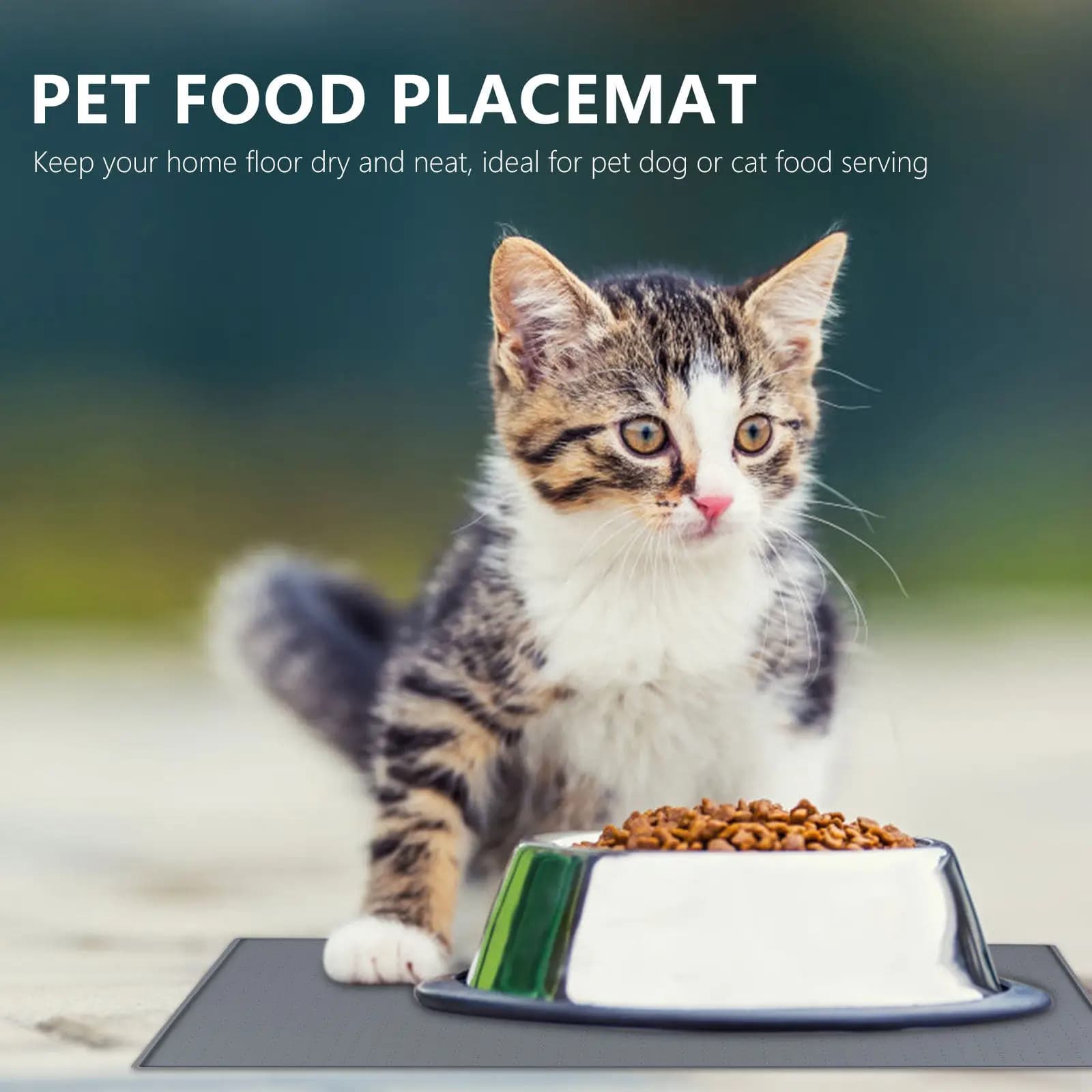 Tappetino Impermeabile Antiscivolo per Cibo per Animali Domestici, Tovaglietta in Silicone per Ciotole di Cani e Gatti, per Uso Interno ed Esterno