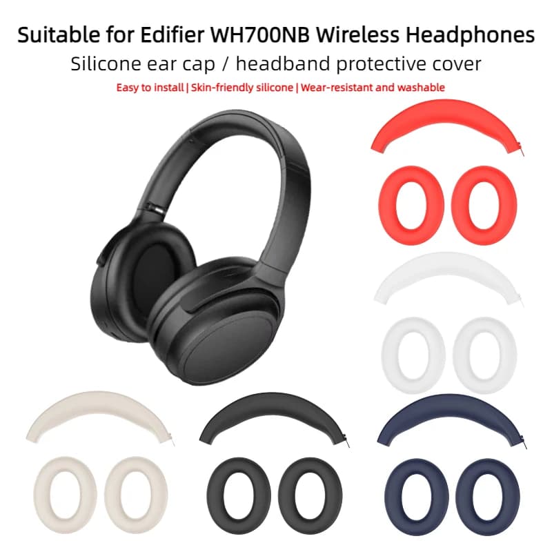 Suitable for Edifier WH700NB Wireless Headphones with Active Noise Cancellation Noise Headphones / Silicone Protective Case with Hinge Hair Band