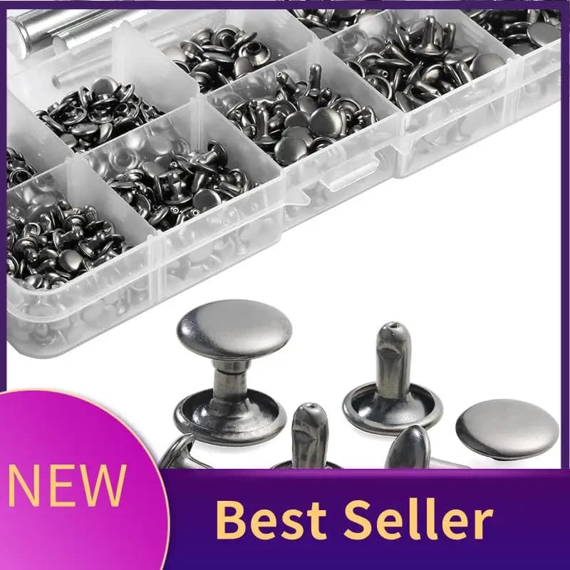 340 Set Leather Rivets Leather Rivets Double Hat Rivets Clothing Fabric to repair clothes Shoes Bags Belts Easy to use C