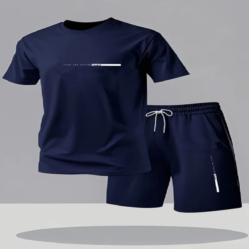 Completo sportivo da uomo 2 pezzi, set di pantaloncini e maglietta a maniche corte, tuta da corsa da uomo, t-shirt estiva da uomo
