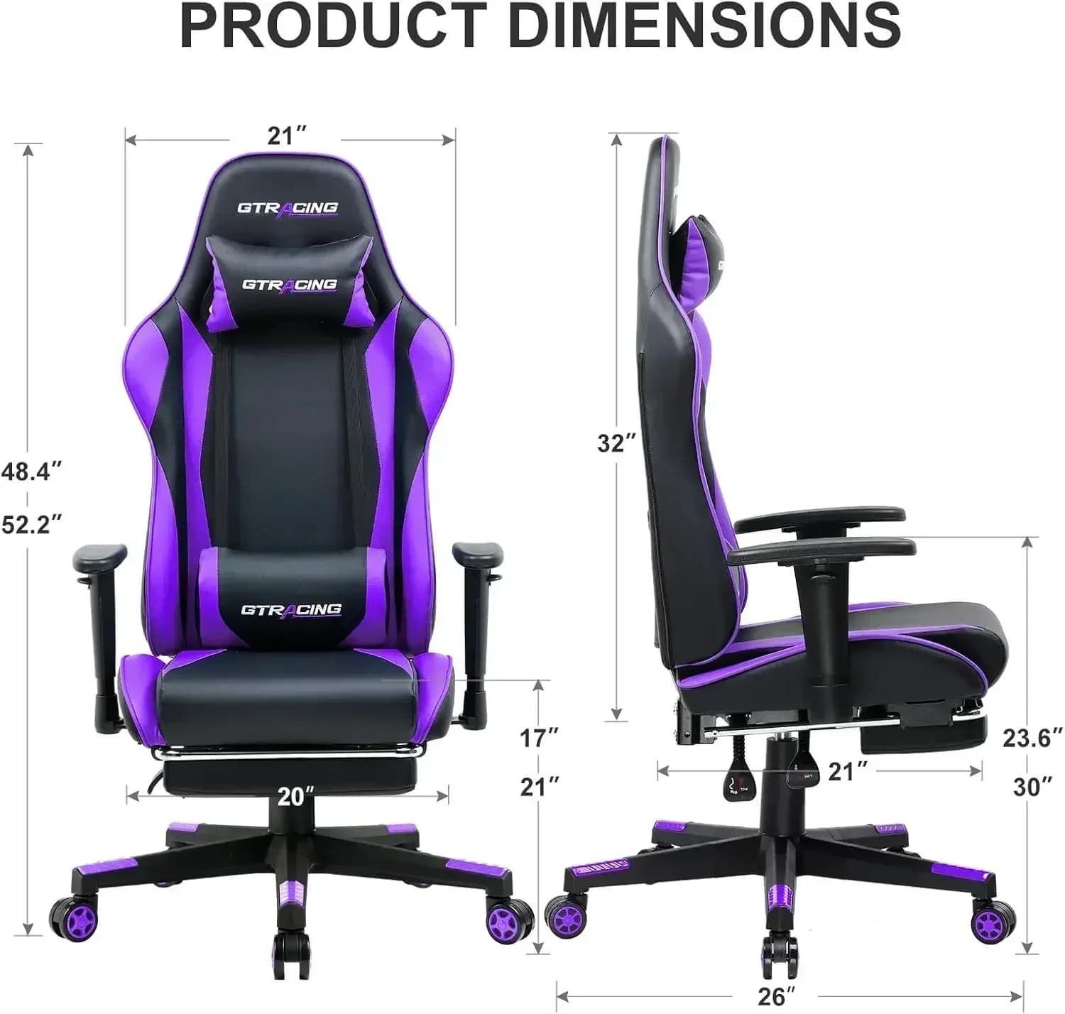 Prezzo Scontato, Offerta Imperdibile! Sedia da gaming con poggiapiedi, sedia da scrivania ergonomica per computer, sedia da gaming reclinabile con altezza seduta A