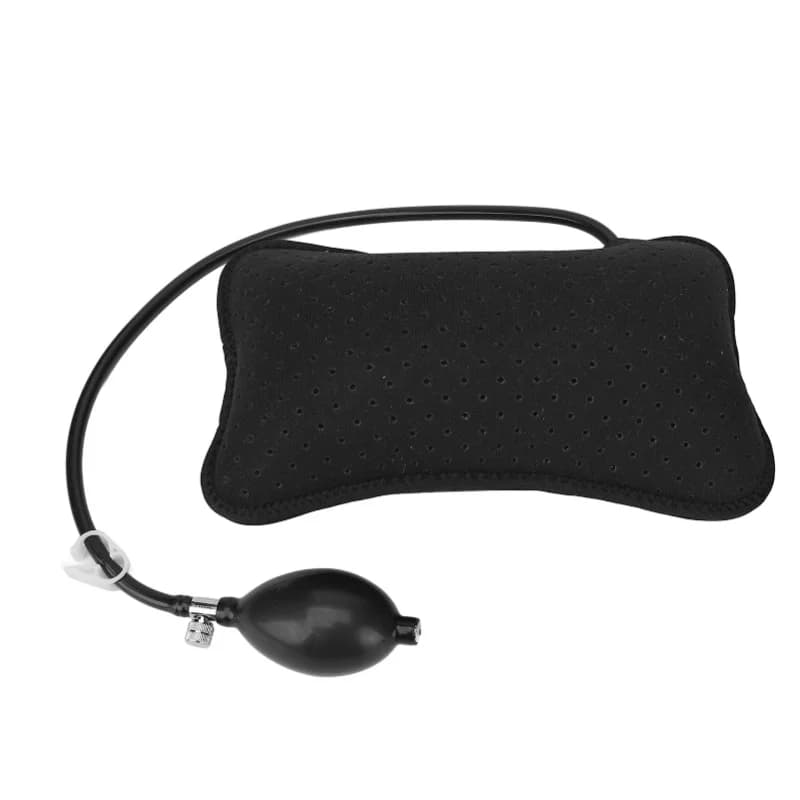 Cuscino gonfiabile per supporto lombare, tipo a pressione manuale, regolabile, per auto, viaggi, ufficio, nero