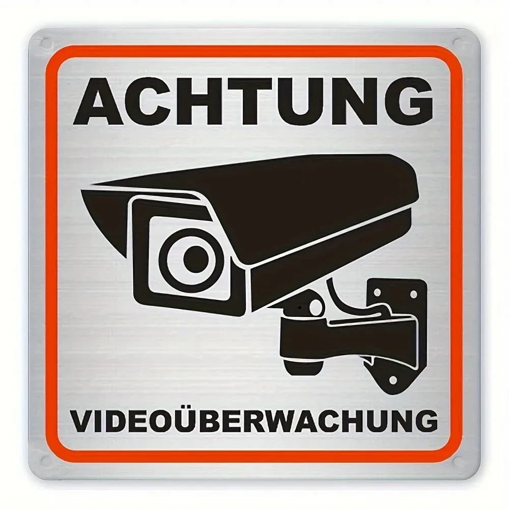 Targa di Segnalazione per Telecamera di Sicurezza Migliorata in Alluminio, Senza Cablaggio, Montaggio a Parete, Avviso di Sorveglianza