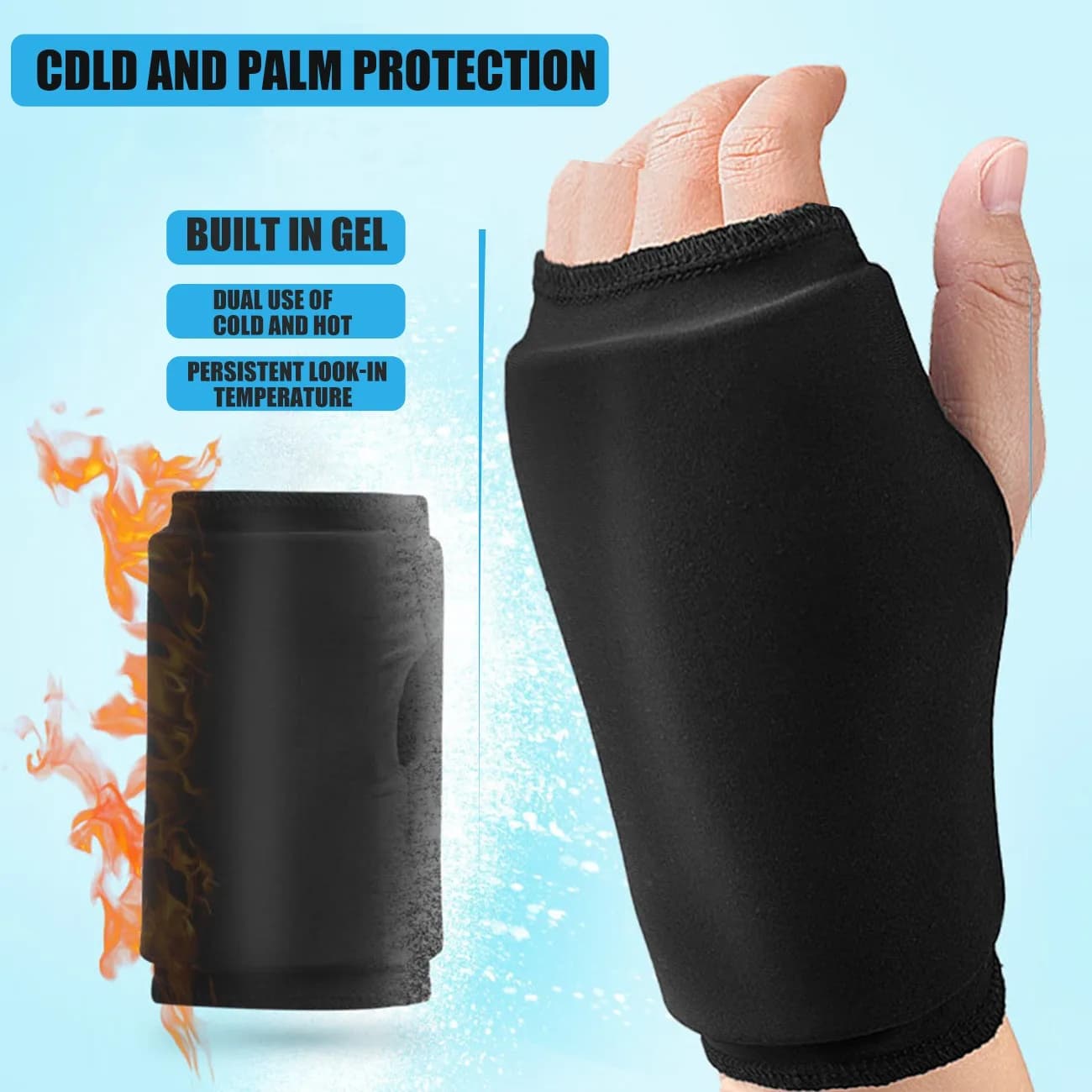 1pc Gel Ice Pack Polso Wrap - Guanto morbido per terapia manuale in fibra Lyocell per il trattamento caldo e freddo, supporto per il polso universale per interni