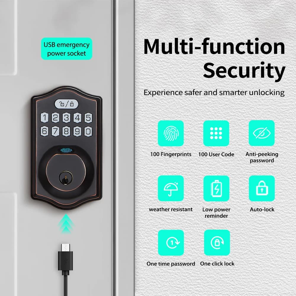 2025 per Bluetooth Password digitale Impronta digitale Serratura per porta in legno per appartamento domestico App Smart Cloud in ottone in lega di zinco