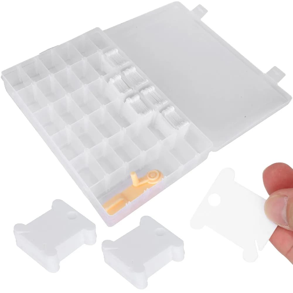 Plastic Thread Storage Box Stickers Included 36 Compartments Bobbin Winder Kit Embroidery Floss Organizer For Craft Storage