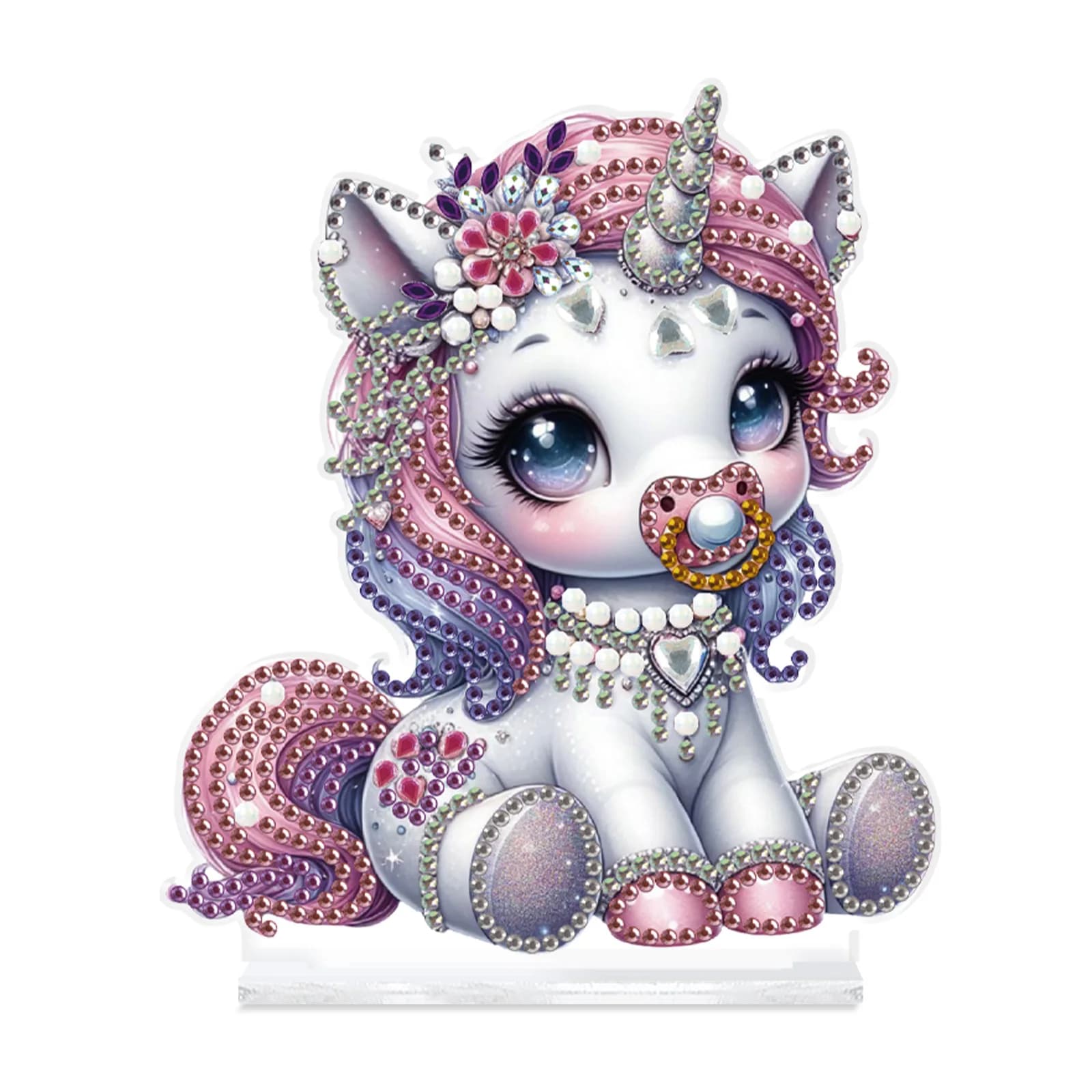 Kit di ornamenti da tavolo per pittura artistica con diamanti per adulti, simpatico cavallo a forma speciale, decorazione da tavolo con diamanti per regalo per l'home office
