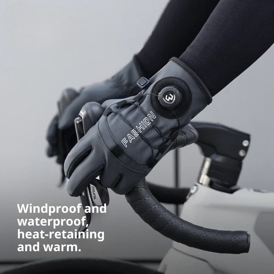Guanti da ciclismo invernali Touchscreen foderati in pile termico impermeabili e antiscivolo con cinturino da polso per la guida sportiva all'aria aperta