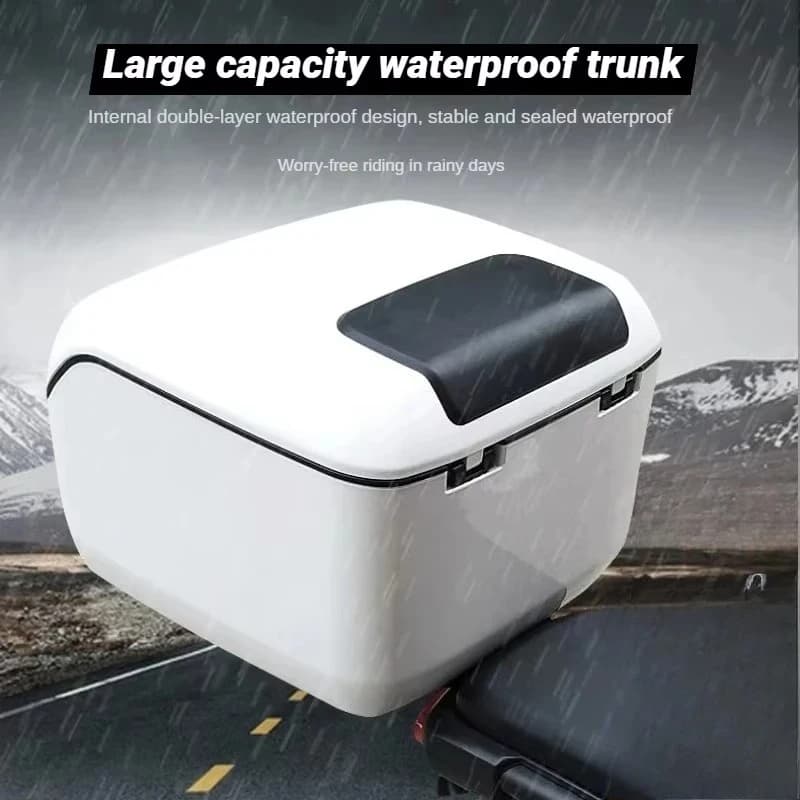 Baule moto universale ABS solido durevole scatola di coda del motore organizzatore di immagazzinaggio del casco con accessori di installazione stoccaggio impermeabile