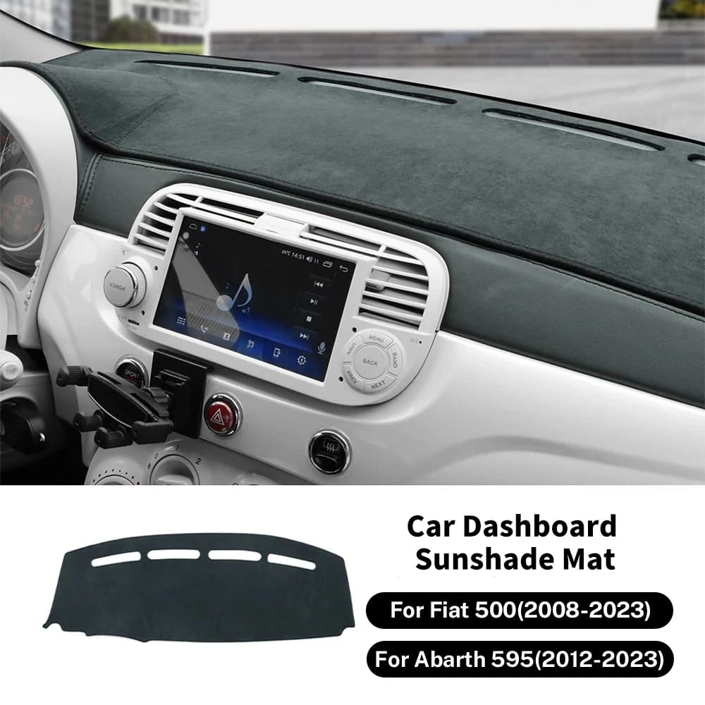 LHD RHD For Fiat 500 2008-2023 Abarth 595 2012-2017 2018 2019 2020 2021 2022 2023 Flanella Dash Zerbino Auto Parasols Zerbino Cars Pad