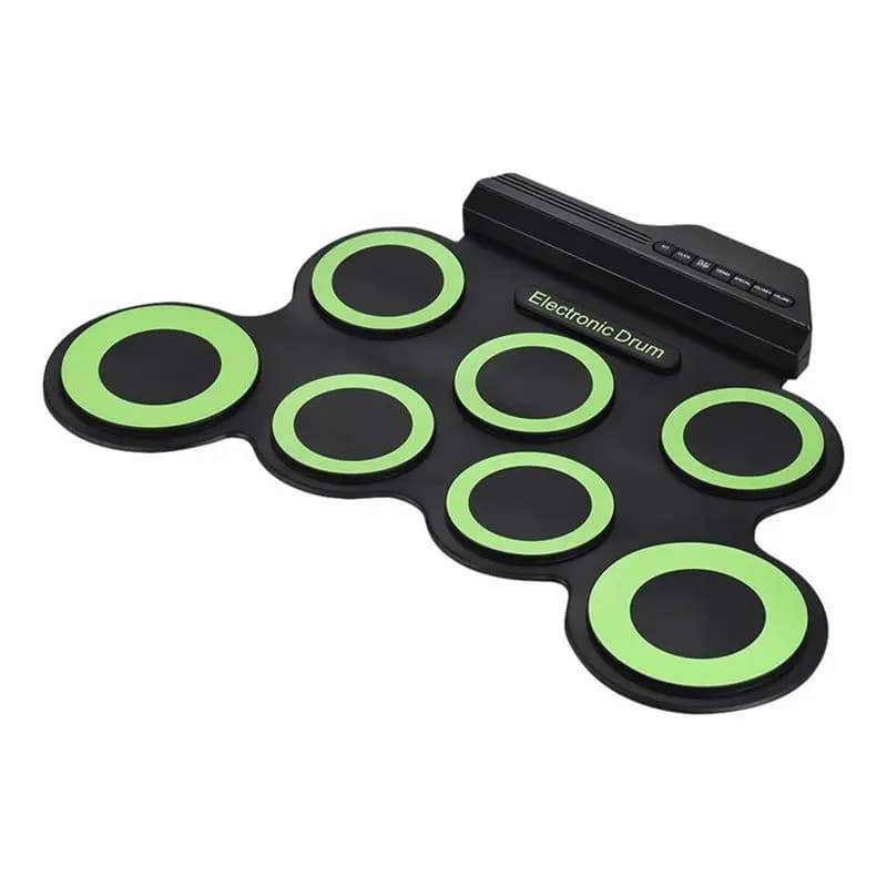 AEF6-Hand Roll USB Electronic Drum Portable Practice Drum Pad Set With Drumsticks And Sustain Pedal For Beginners And Kids