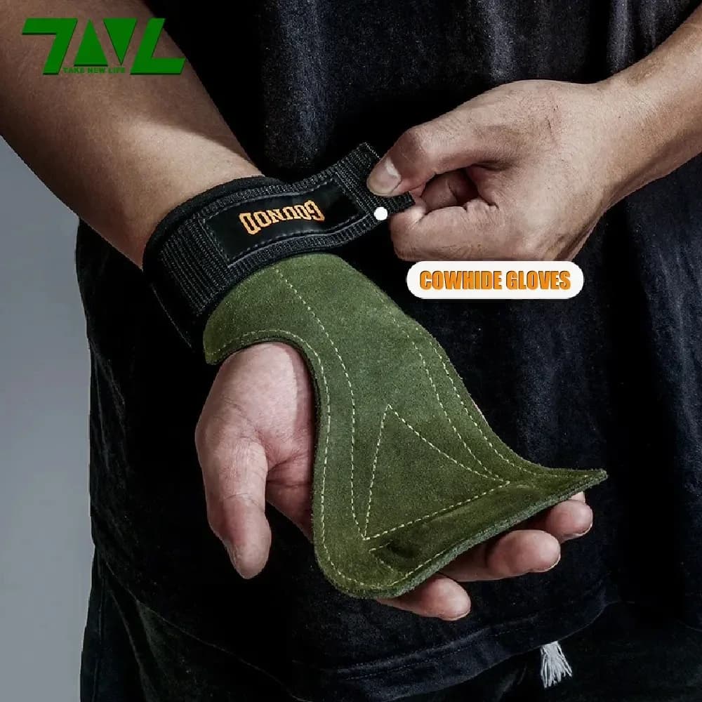 Gym Gloves Wrist Straps Anti-slip Wrist Straps Palm Protector for weight lifting Belt straps Fitness Gloves pull-up in cow leather