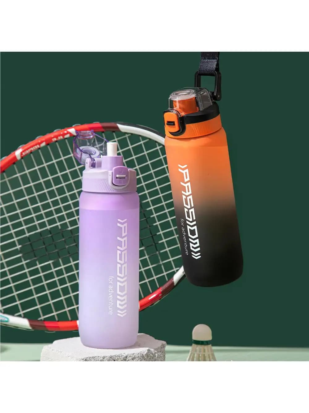 Large Capacity Fitness Sports Water Bottle for Men And Women with Straw Durable Portable Handle High Value Gradient Color