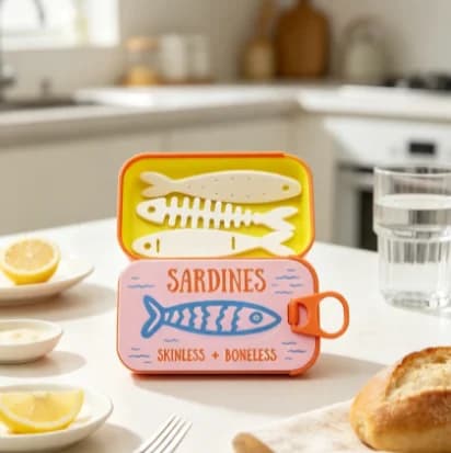 Sardine Pattern Mini Tin Storage Box Portable Organizer Case For Pills Coins Earbuds Jewelry Travel Handbag Desk Storage Contain
