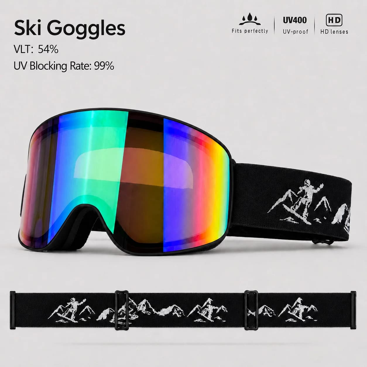 Unisex Ski Goggles HD Anti-Fog Lens Wind Dust Proof Anti-UV Adult Eyewear for Skiing And Outdoor Sports