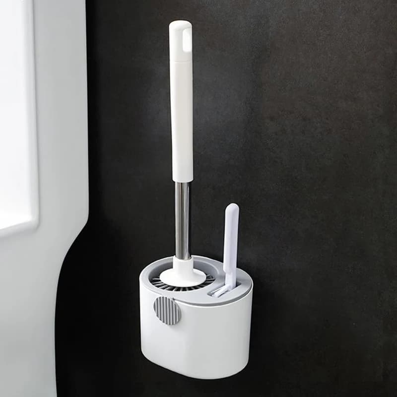 Scopino flessibile per WC con setole morbide e manico in acciaio inossidabile, set di scopini per WC per pulizia profonda con spazzola per fessure