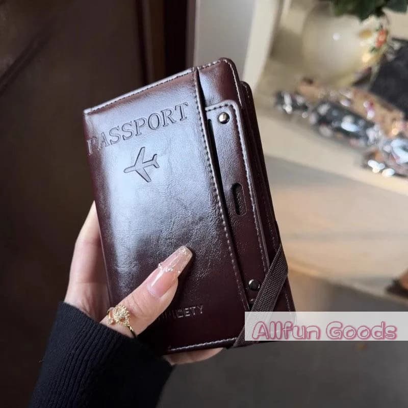 [TG835]New Retro Leather Card Case Passport Holder Cover Wallet Travel Accessories For Women Men