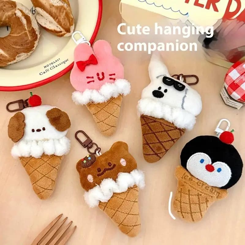 Portachiavi in peluche a forma di animale dei cartoni animati, simpatico cane, coniglio, orso, ciondolo giocattolo imbottito, decorazione per zaino, regali