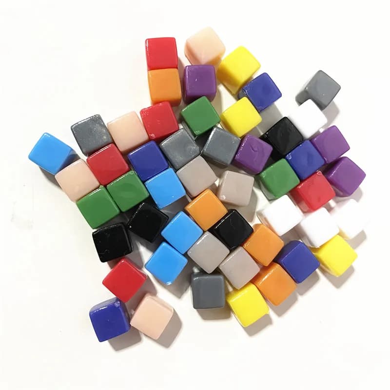 50 pz/set pezzo di scacchi per dadi in acrilico vuoto da 8mm in tinta unita per gioco da tavolo cubo ad angolo retto