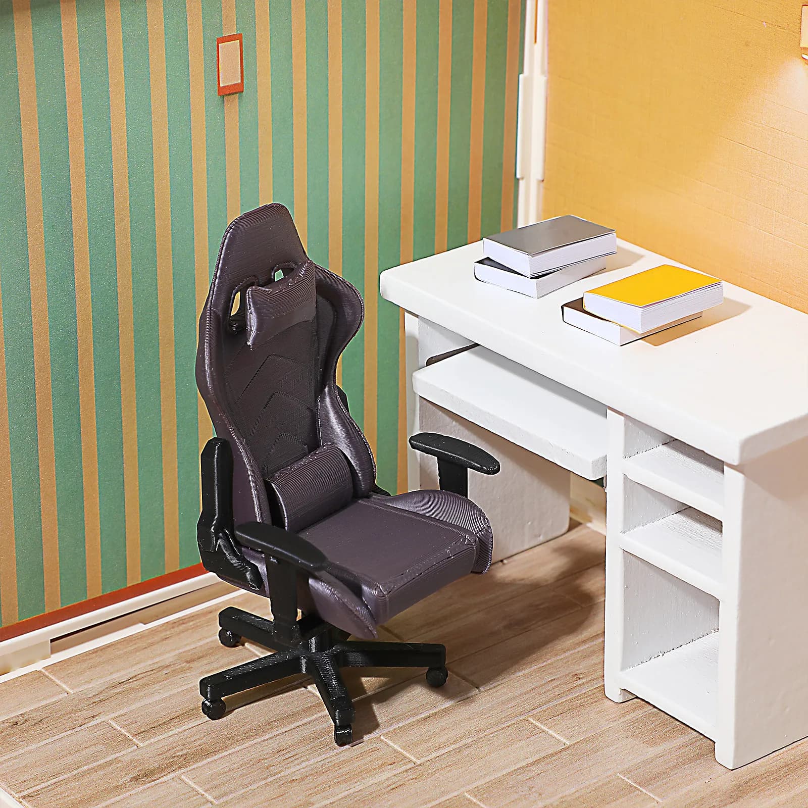 Set di Sedia da Gaming in Miniatura Scala 1:12, Arredamento per Casa delle Bambole, Decorazione per Ufficio, Sedia da Ufficio in Miniatura per Collezionisti e Gamer