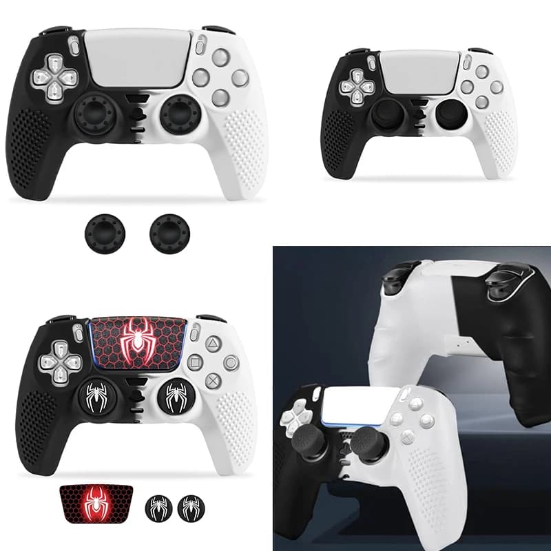 Cover protettiva in silicone antiscivolo per controller Playstation 5 PS5 con 2 tappi per impugnatura