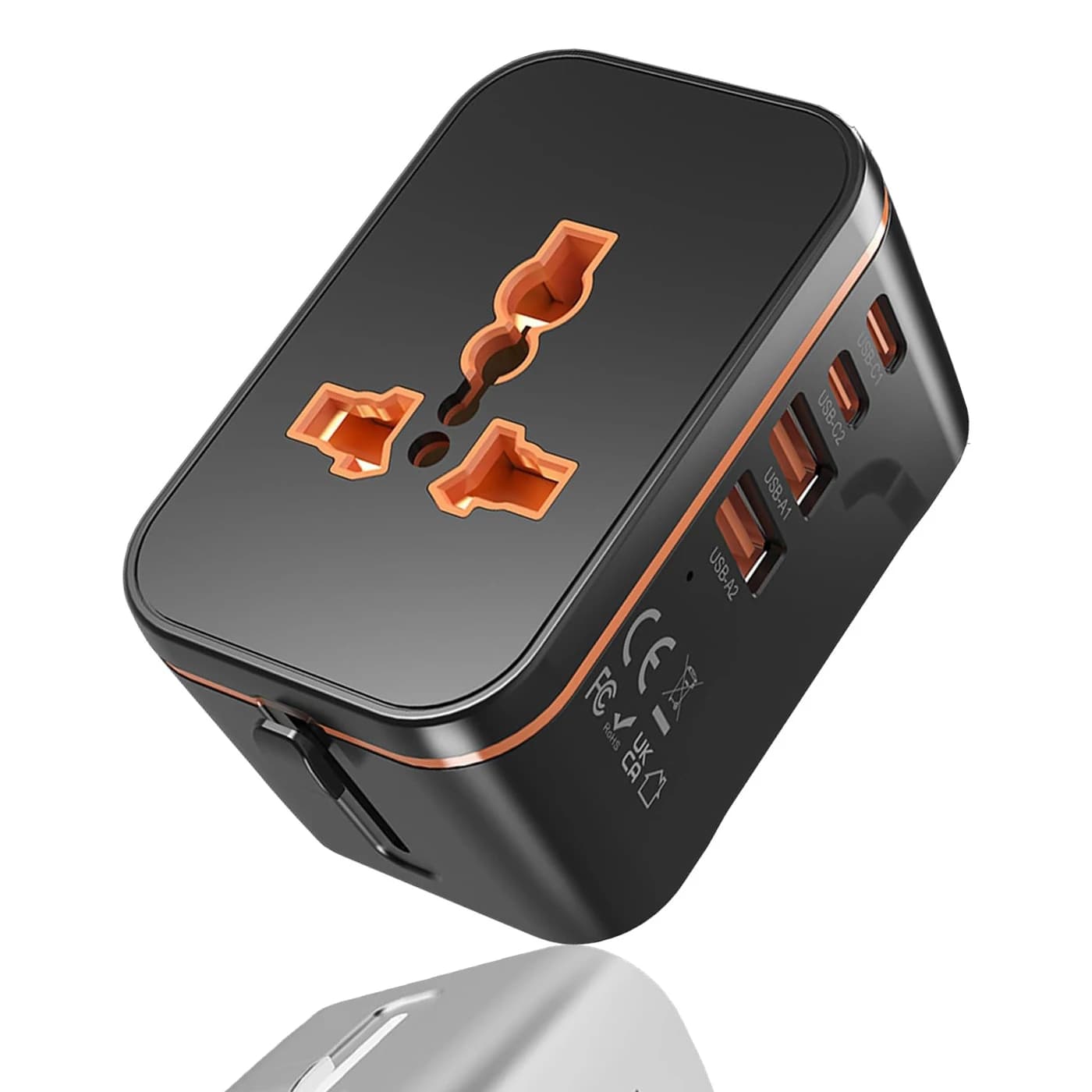 Caricatore da viaggio 5 in 1, adattatore da viaggio universale tutto in uno mondiale, due porte di ricarica VELOCE PD20W + due QC3.0 per viaggi, casa